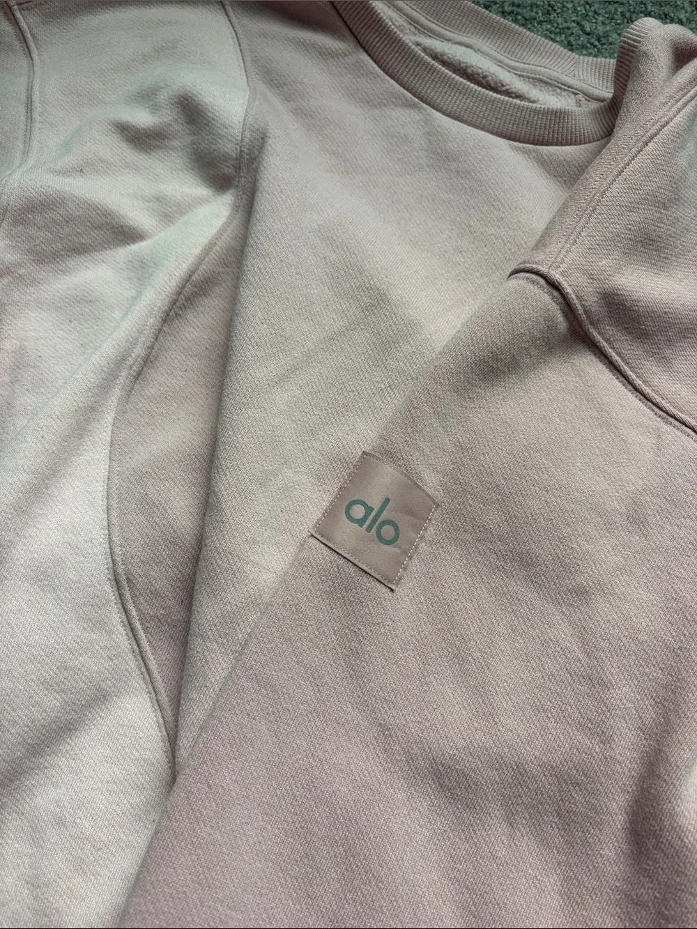ALO Soft Pink Panel Crewneck Sweatshirt